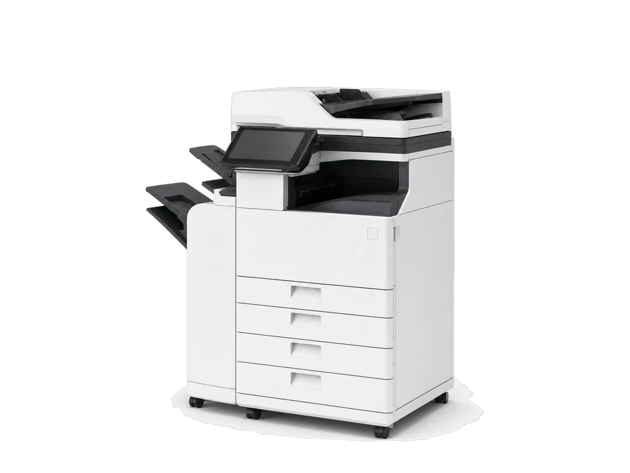 Multifunktionssystem mit mehreren Papierfächern und Finisher